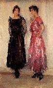 Isaac Israels Two models, Epi and Gertie, in the Amsterdam Fashion House Hirsch oil on canvas